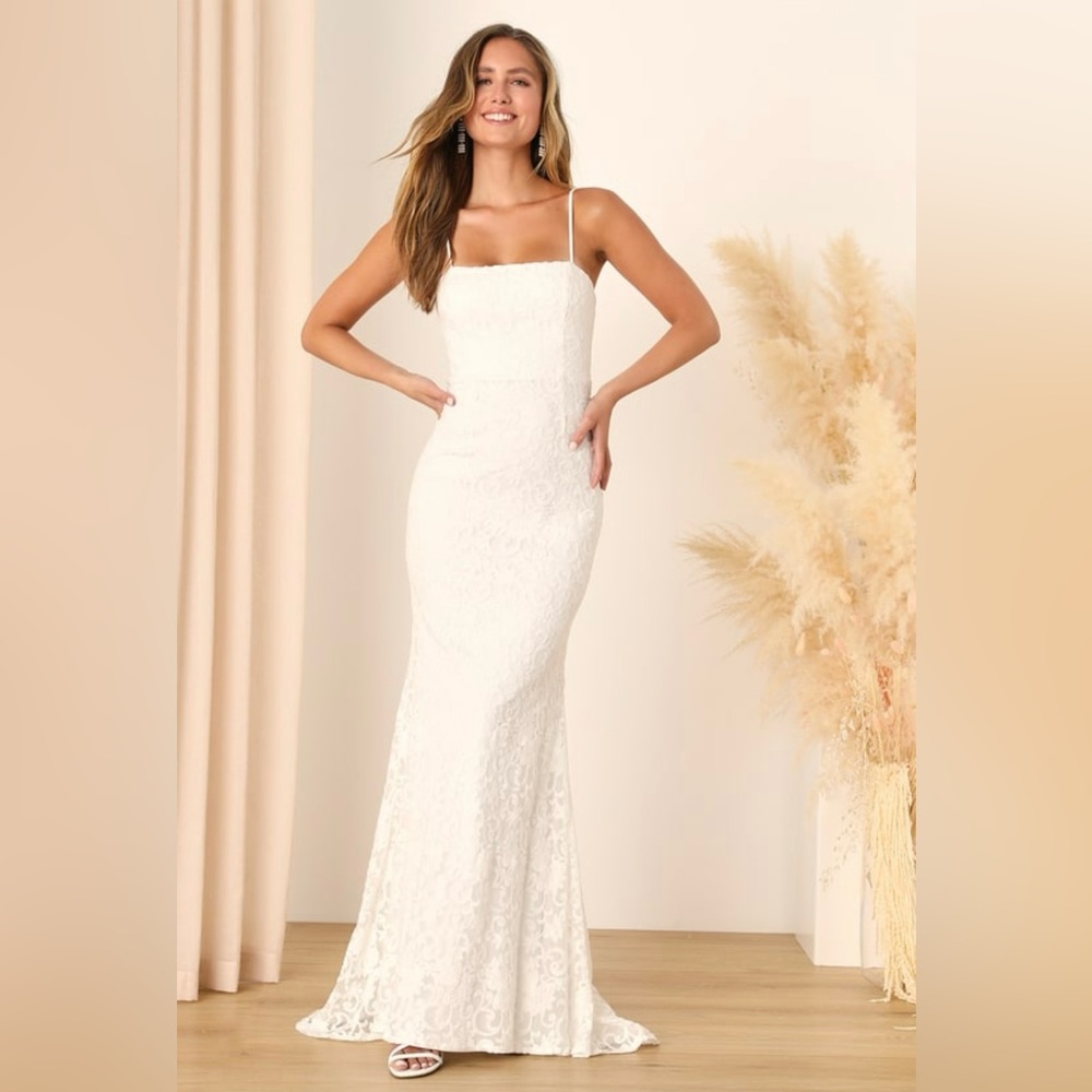 Lulu’s My Kind of Forever White Mesh Floral Embroidered Maxi Dress
